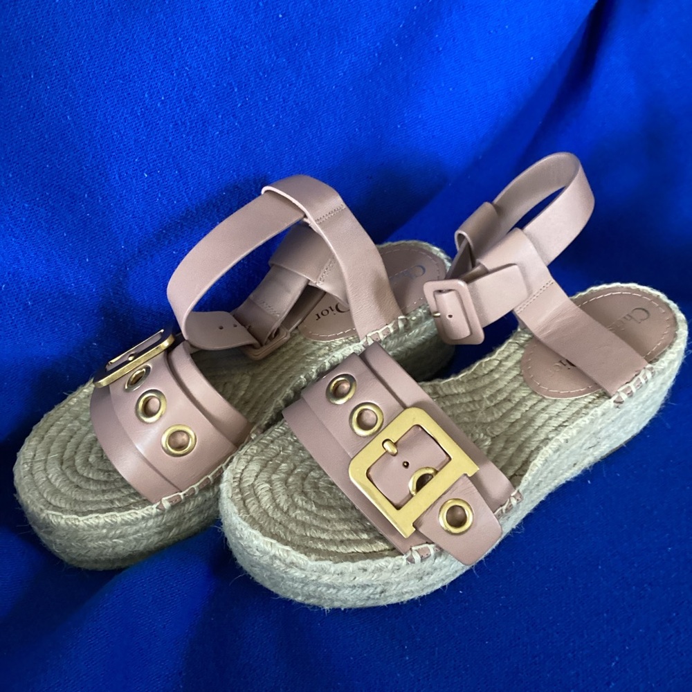 CHRISTIAN DIOR ESPADRILLE PLATFORM SANDALS